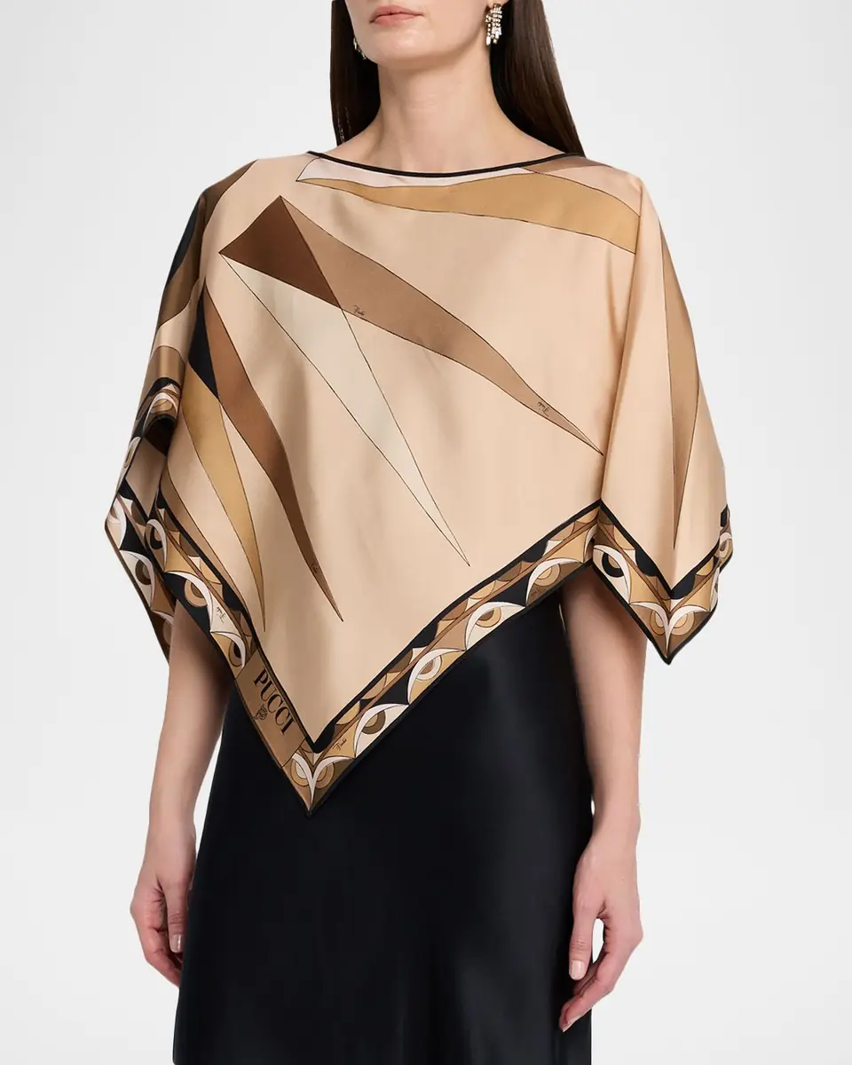 PUCCI Volute Silk Twill Cape Blouse | Thumbnail 4