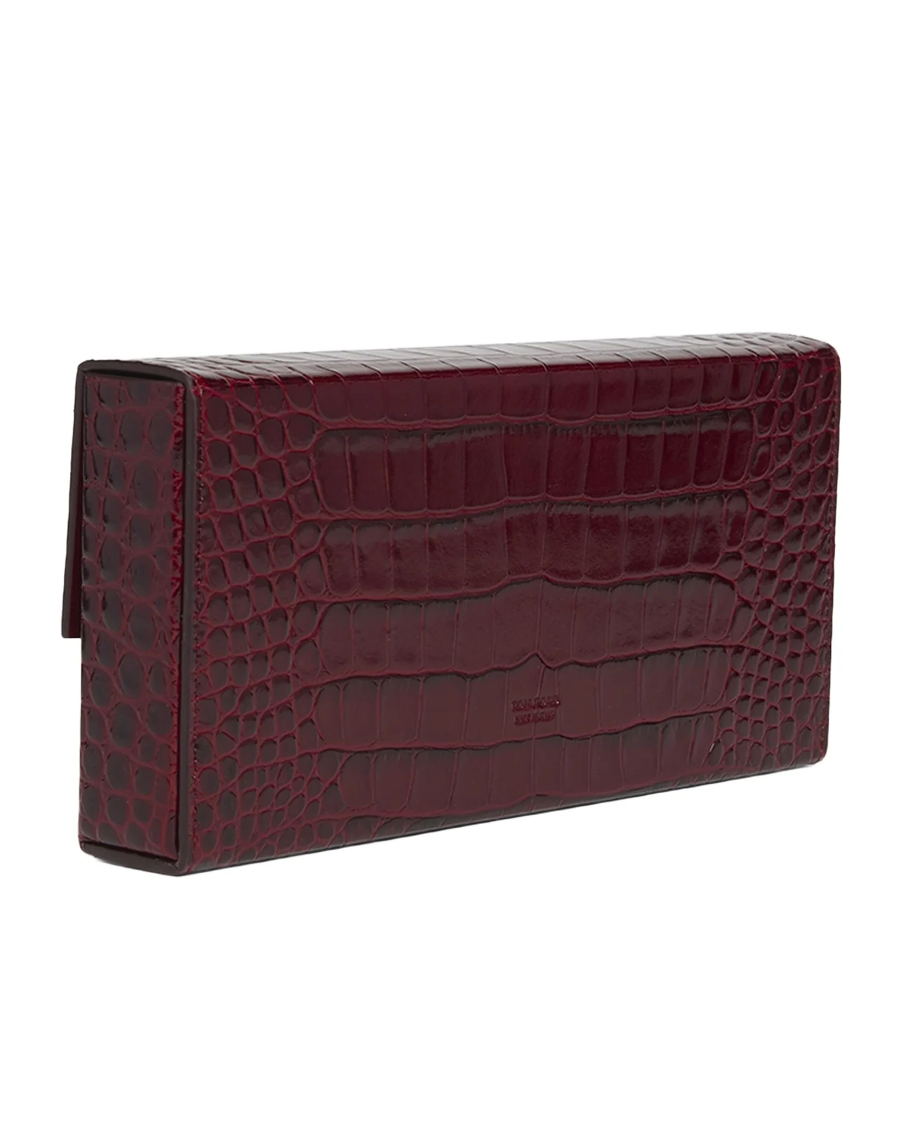 T-Latch Glossed Croc-Effect Leather Clutch Bag T-Latch Glossed Croc-Effect Leather Clutch Bag