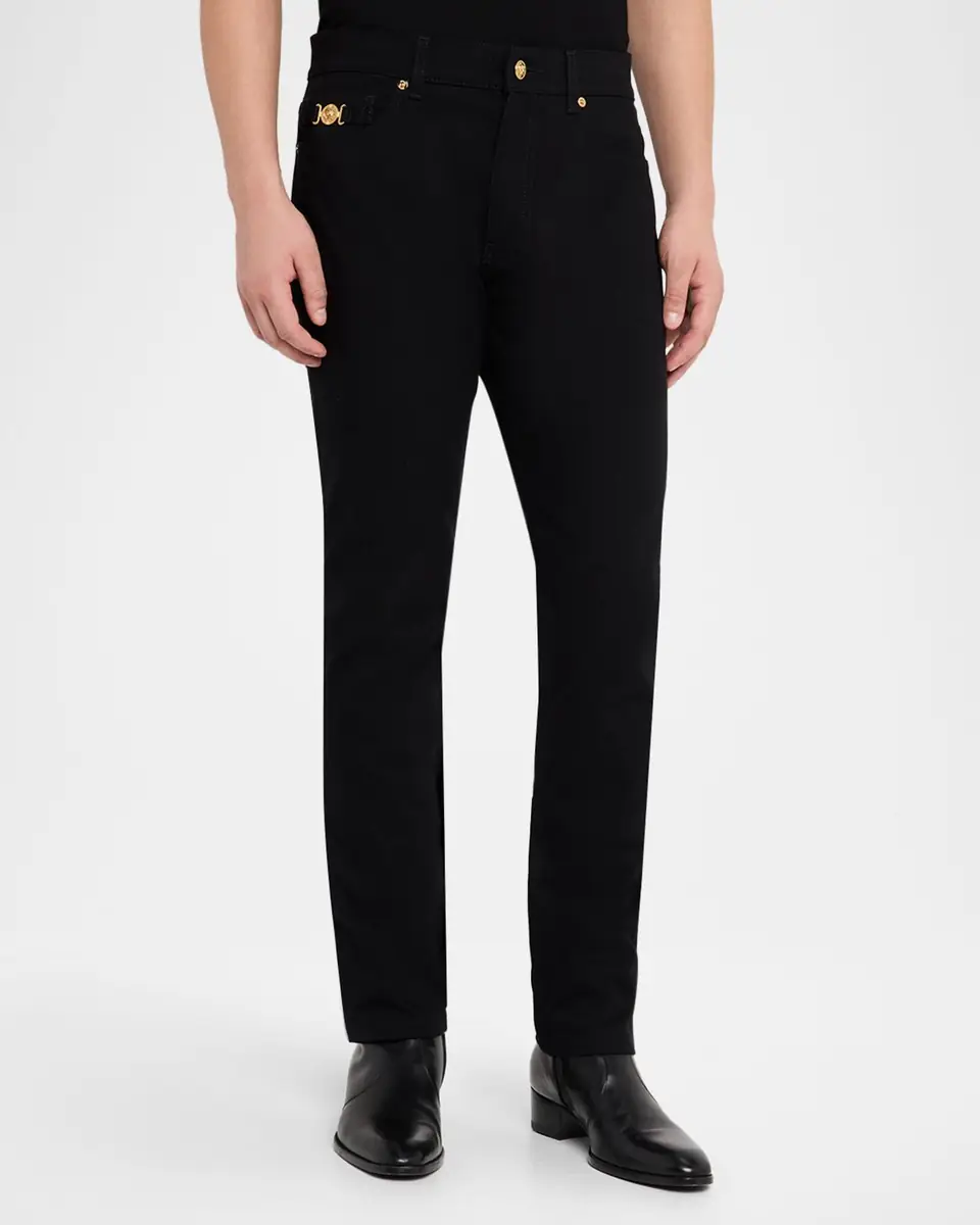 Versace Men's Slim-Fit Black Denim Jeans | Thumbnail 3