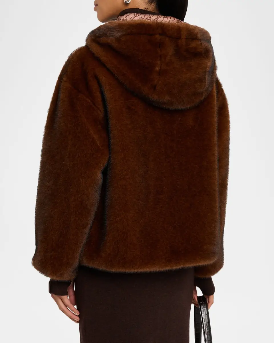 Herno Melange Alternative Fur Jacket with Hood | Thumbnail 2 Herno Melange Alternative Fur Jacket with Hood | Thumbnail 2