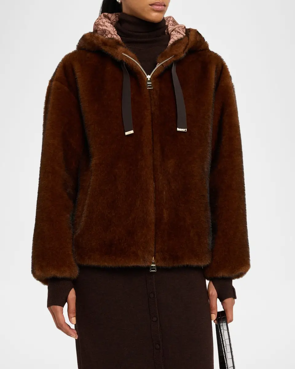 Herno Melange Alternative Fur Jacket with Hood | Thumbnail 3 Herno Melange Alternative Fur Jacket with Hood | Thumbnail 3