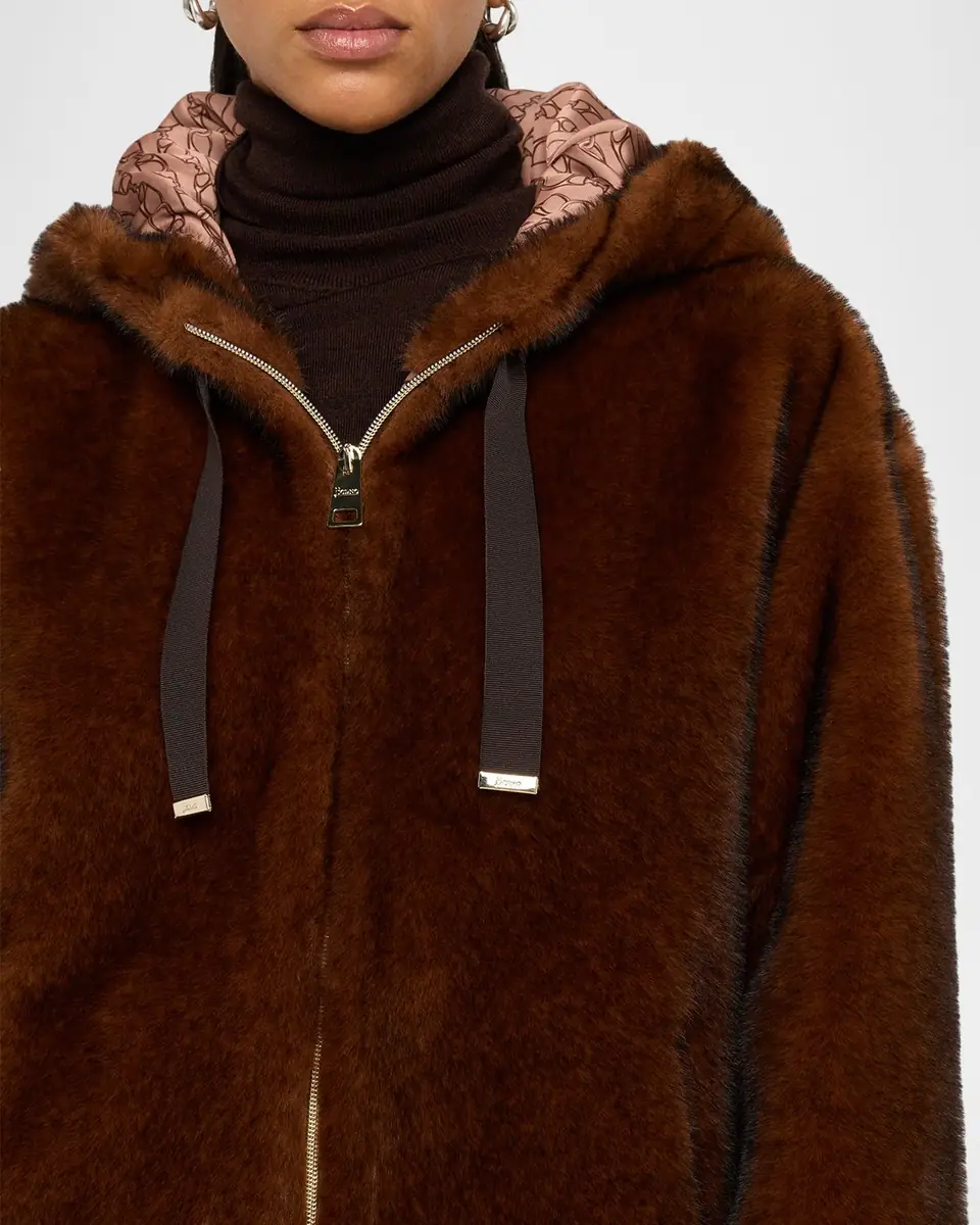 Herno Melange Alternative Fur Jacket with Hood | Thumbnail 4 Herno Melange Alternative Fur Jacket with Hood | Thumbnail 4