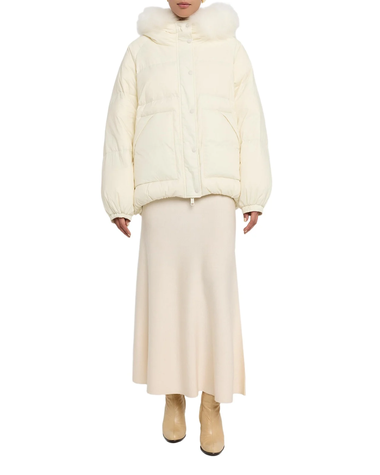 Short Down Jacket with Removable Fur Trim Short Down Jacket with Removable Fur Trim