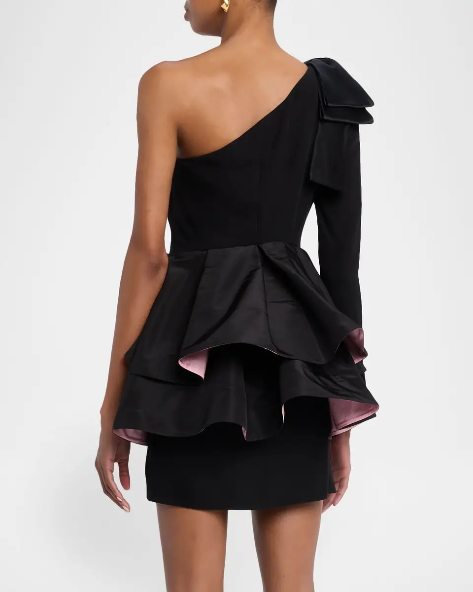 Valentino Garavani One-Shoulder Long-Sleeve Ruffle Mini Dress | Thumbnail 3