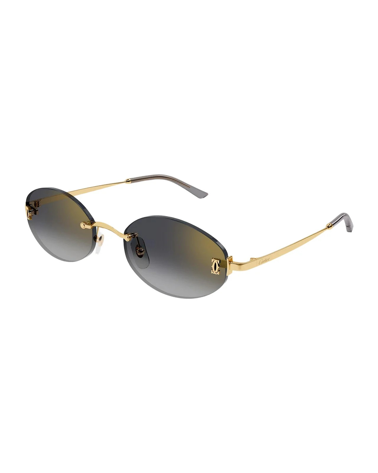 Cartier C de Rimless Metal Oval Sunglasses