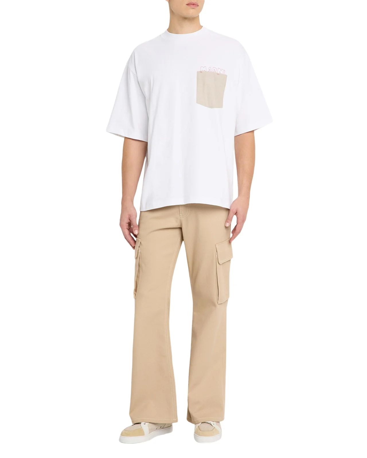 Marni Men's Cotton Relaxed-Fit Mending Logo Pocket T-Shirt