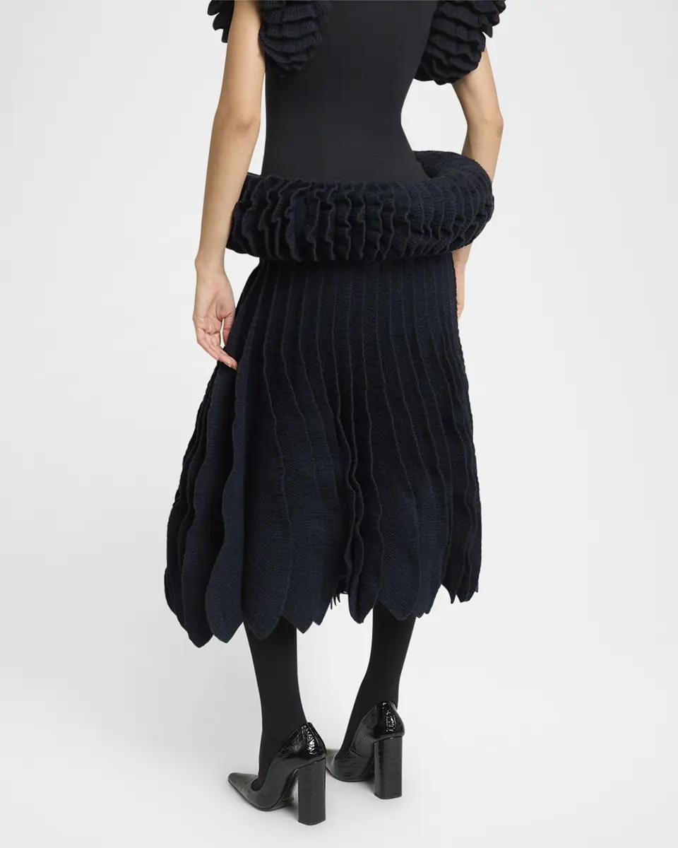 Alaïa Tweed Knit Frills Skirt | Thumbnail 2