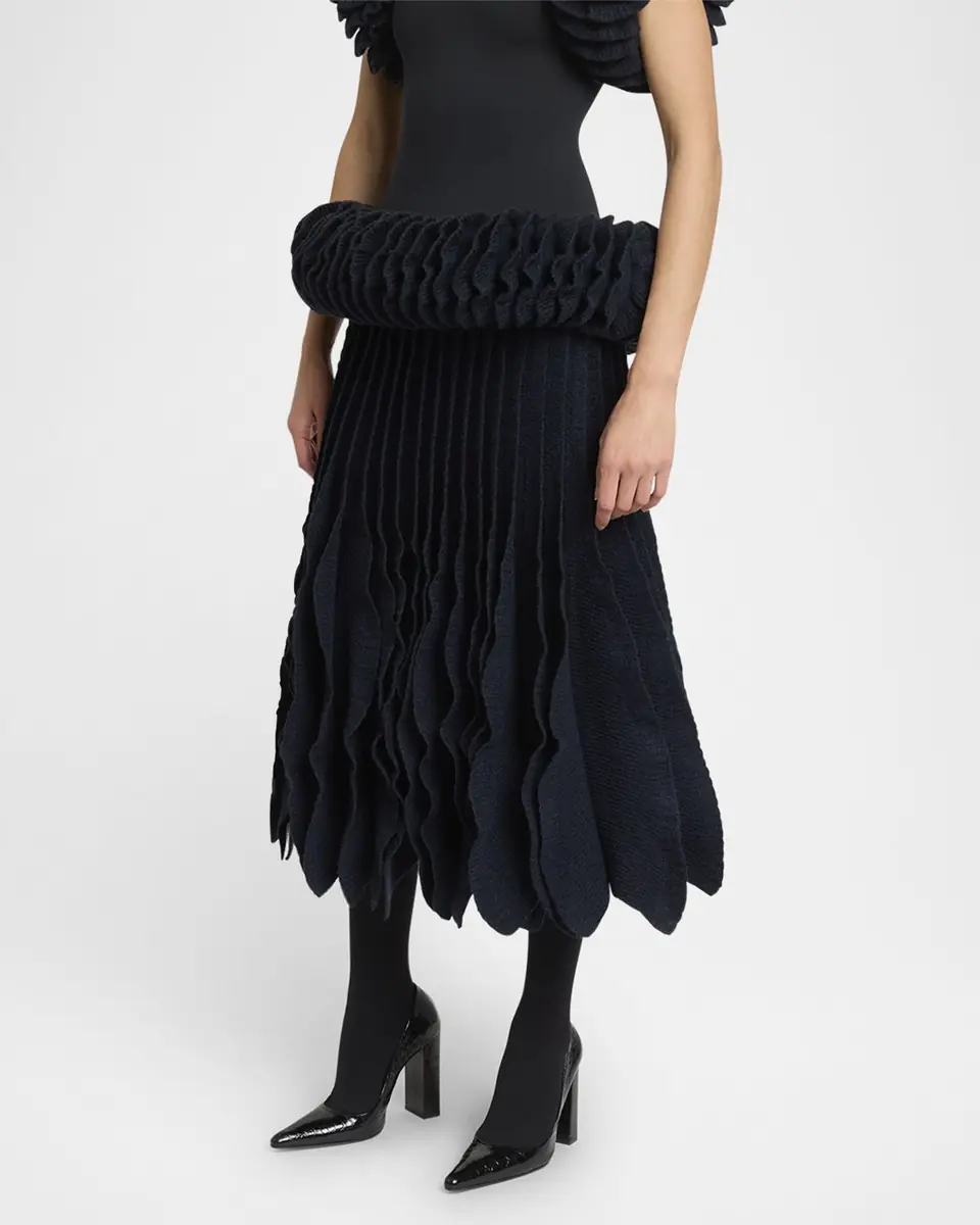 Alaïa Tweed Knit Frills Skirt | Thumbnail 3