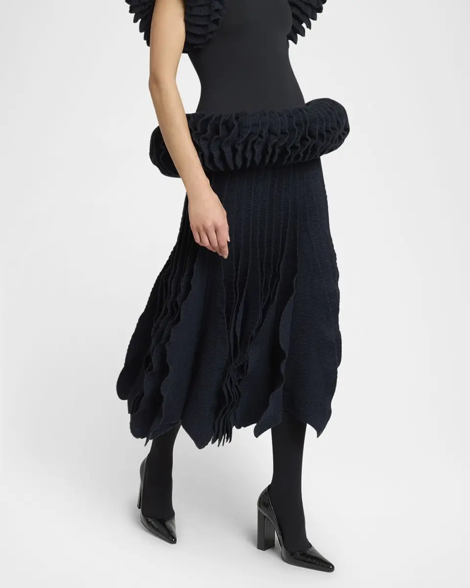 Alaïa Tweed Knit Frills Skirt | Thumbnail 4