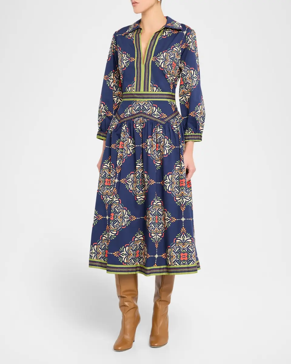 Shoshanna Lola Medallion-Print Midi Shirtdress | Thumbnail 3 Shoshanna Lola Medallion-Print Midi Shirtdress | Thumbnail 3