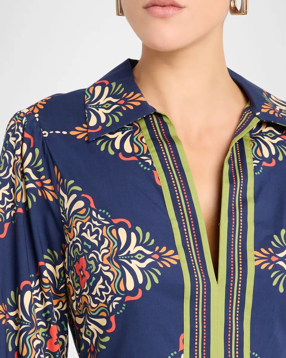 Shoshanna Lola Medallion-Print Midi Shirtdress | Thumbnail 4 Shoshanna Lola Medallion-Print Midi Shirtdress | Thumbnail 4