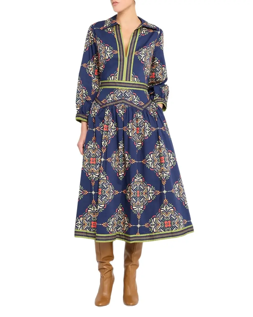 Shoshanna Lola Medallion-Print Midi Shirtdress