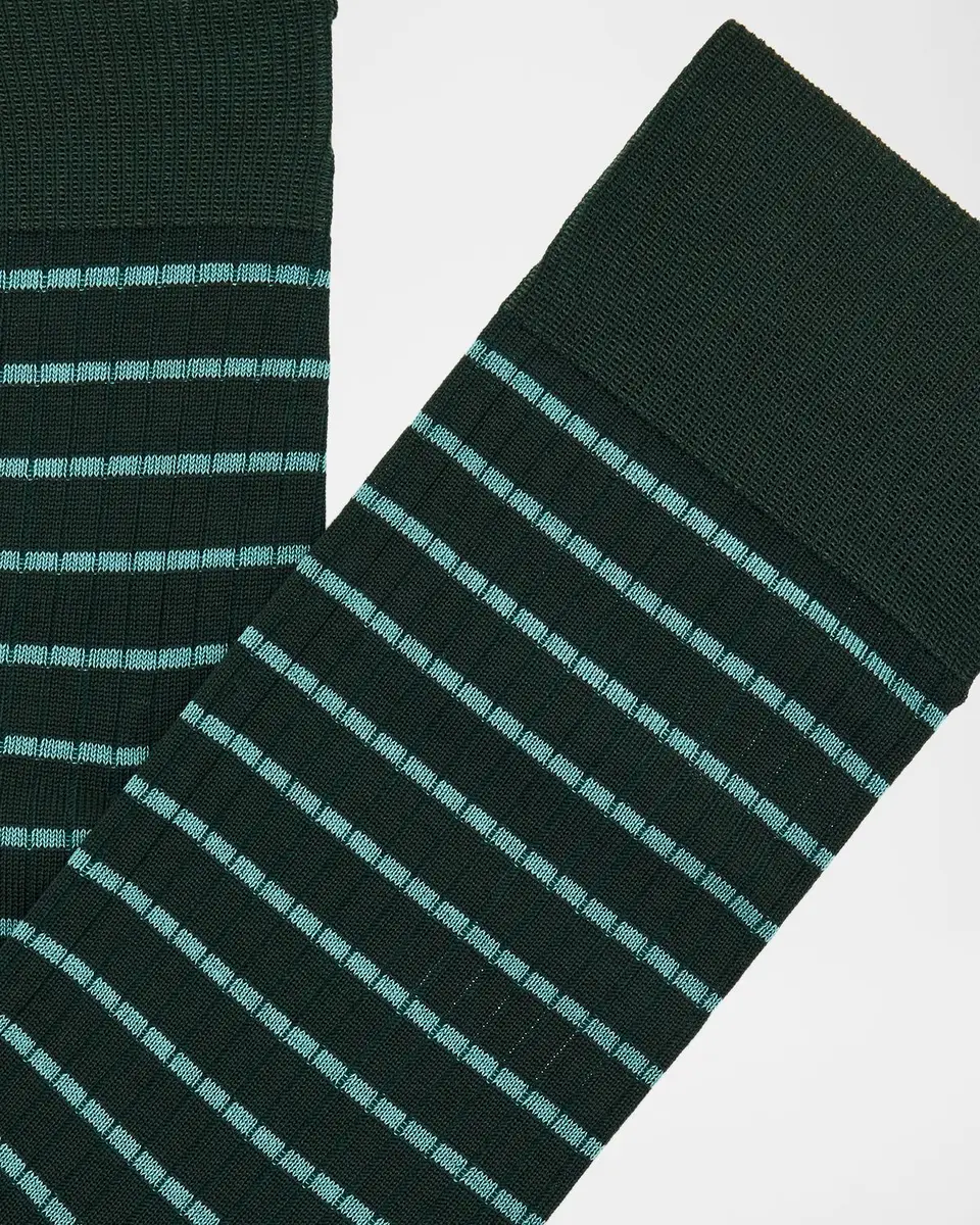 Pantherella Men's Downe Fine Stripe Calf-Length Socks | Thumbnail 2 Pantherella Men's Downe Fine Stripe Calf-Length Socks | Thumbnail 2