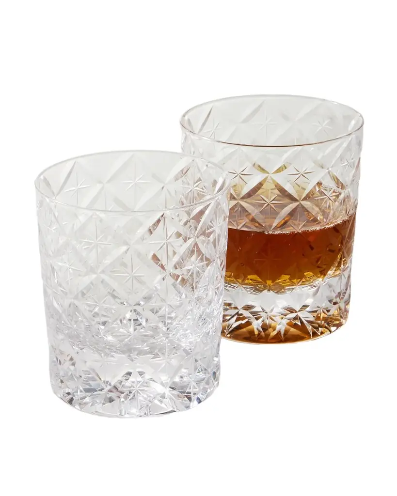 Neiman Marcus 8 oz. Clear Cut Glass Tumblers, Set of 2