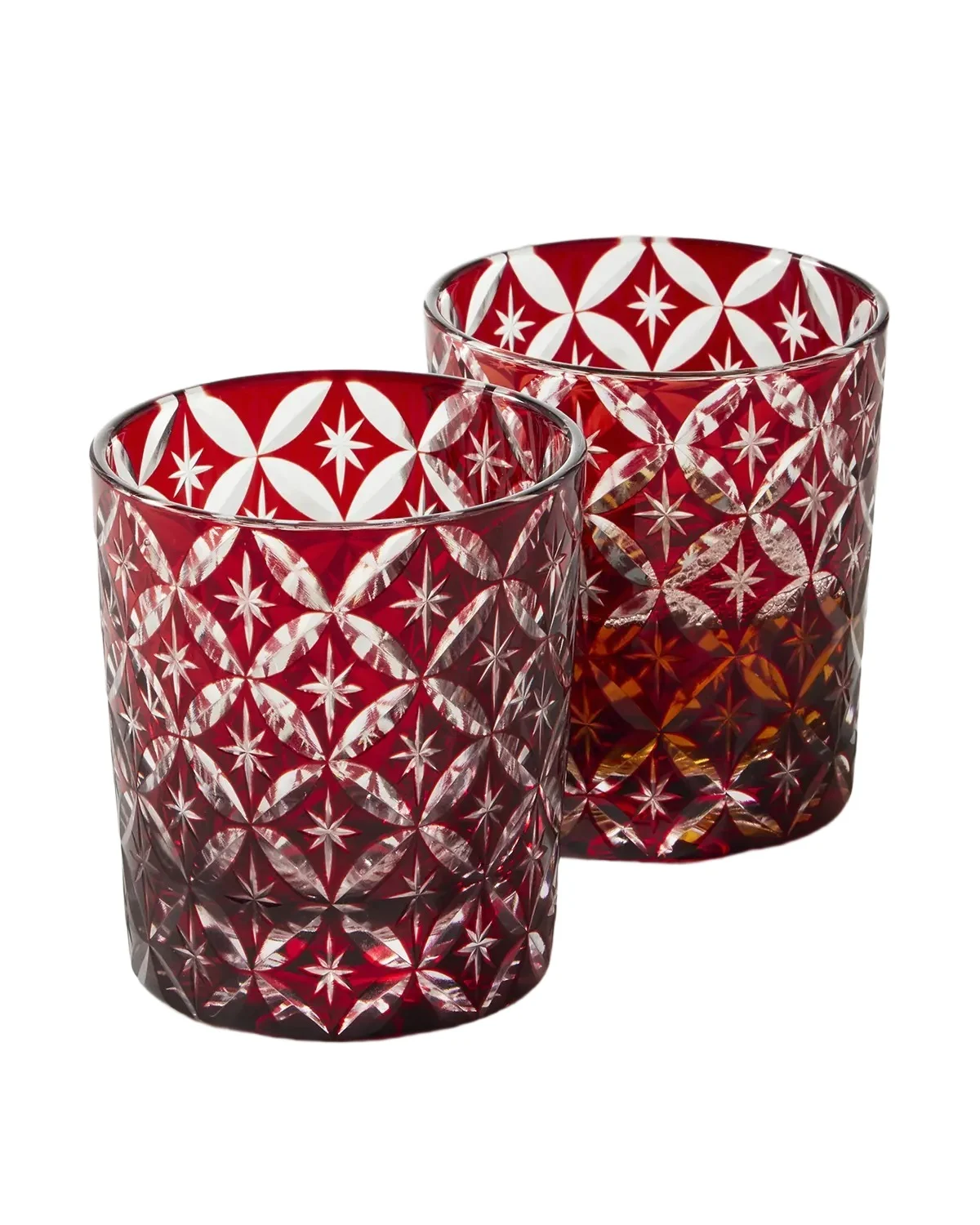 Neiman Marcus 8 oz. Red Cased Glass Tumblers, Set of 2