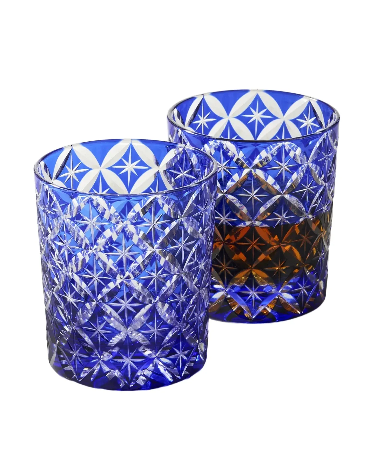 Neiman Marcus 8 oz. Blue Cased Glass Tumblers