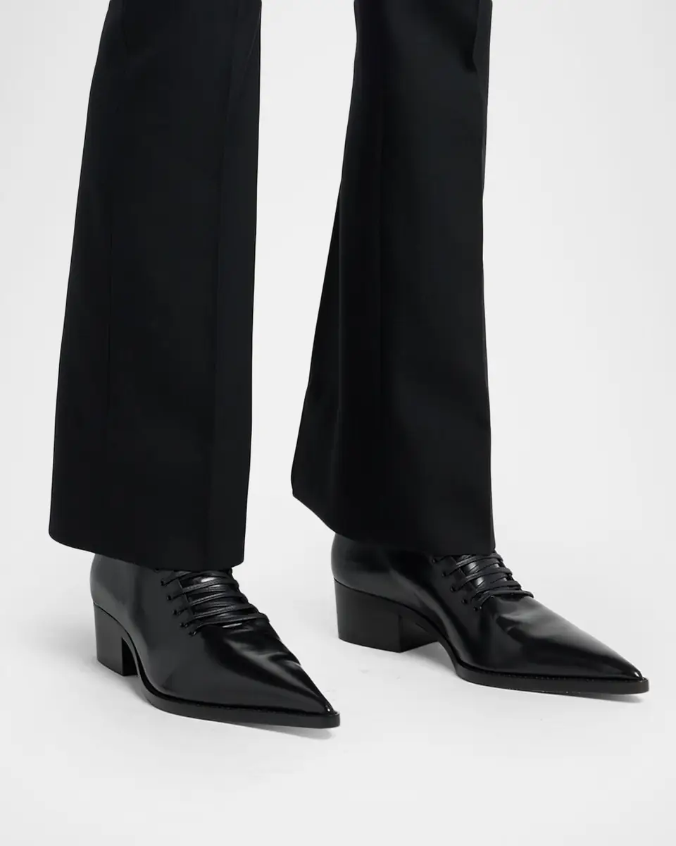 Alexander McQueen Men's Leather Pointed-Toe Derby Shoes | Thumbnail 2 Alexander McQueen Men's Leather Pointed-Toe Derby Shoes | Thumbnail 2