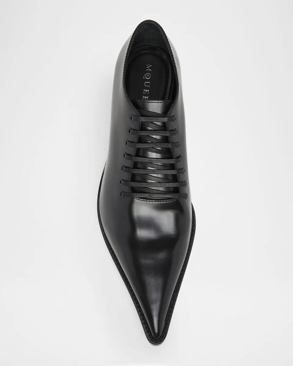 Alexander McQueen Men's Leather Pointed-Toe Derby Shoes | Thumbnail 6 Alexander McQueen Men's Leather Pointed-Toe Derby Shoes | Thumbnail 6