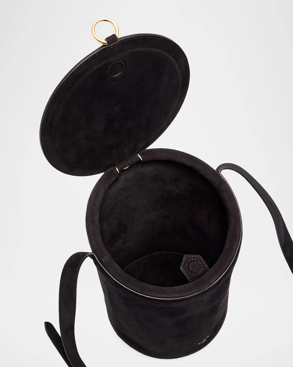 ALAÏA Medium La Canette Suede Shoulder Bag | Thumbnail 3 ALAÏA Medium La Canette Suede Shoulder Bag | Thumbnail 3