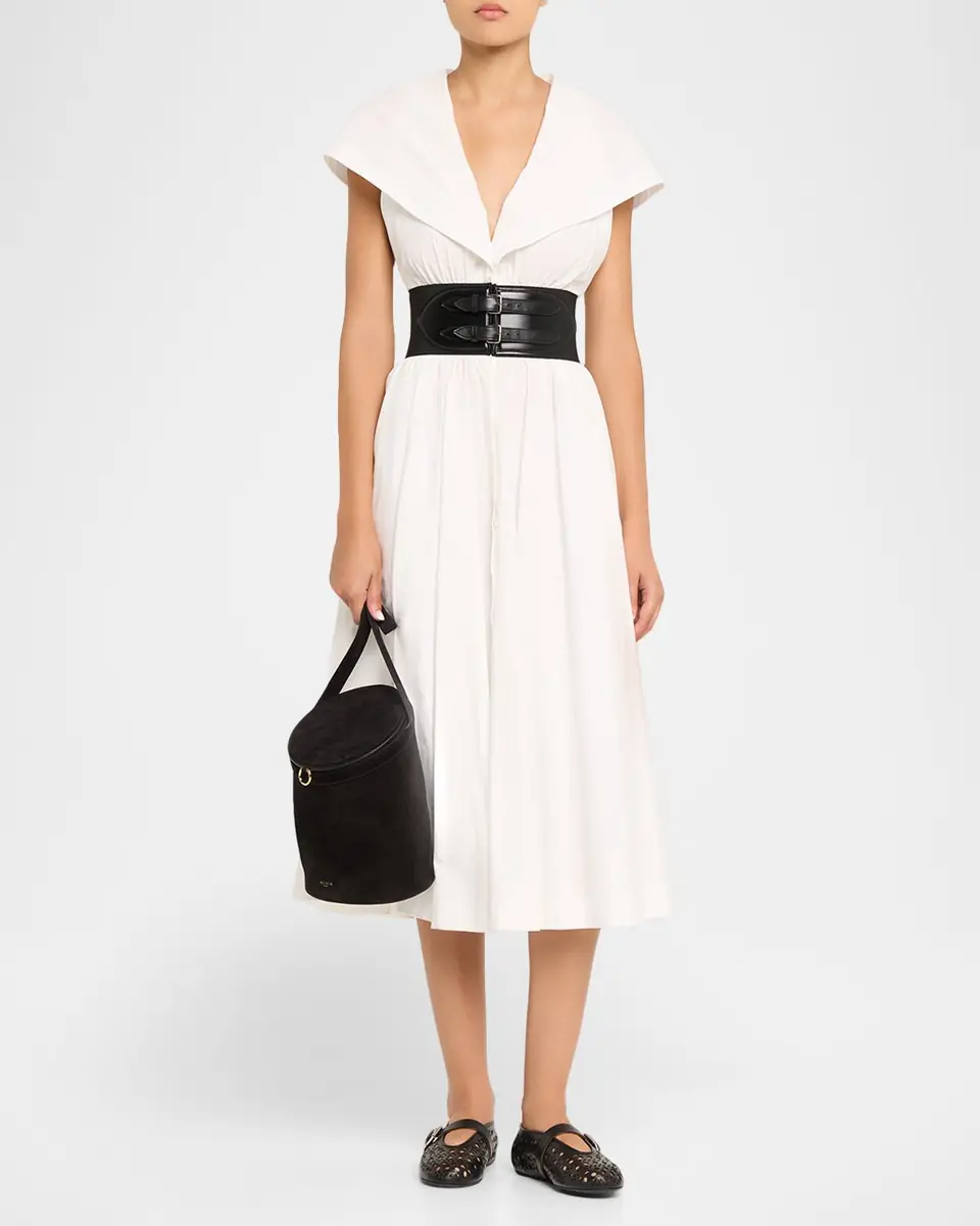 ALAÏA Medium La Canette Suede Shoulder Bag | Thumbnail 4 ALAÏA Medium La Canette Suede Shoulder Bag | Thumbnail 4