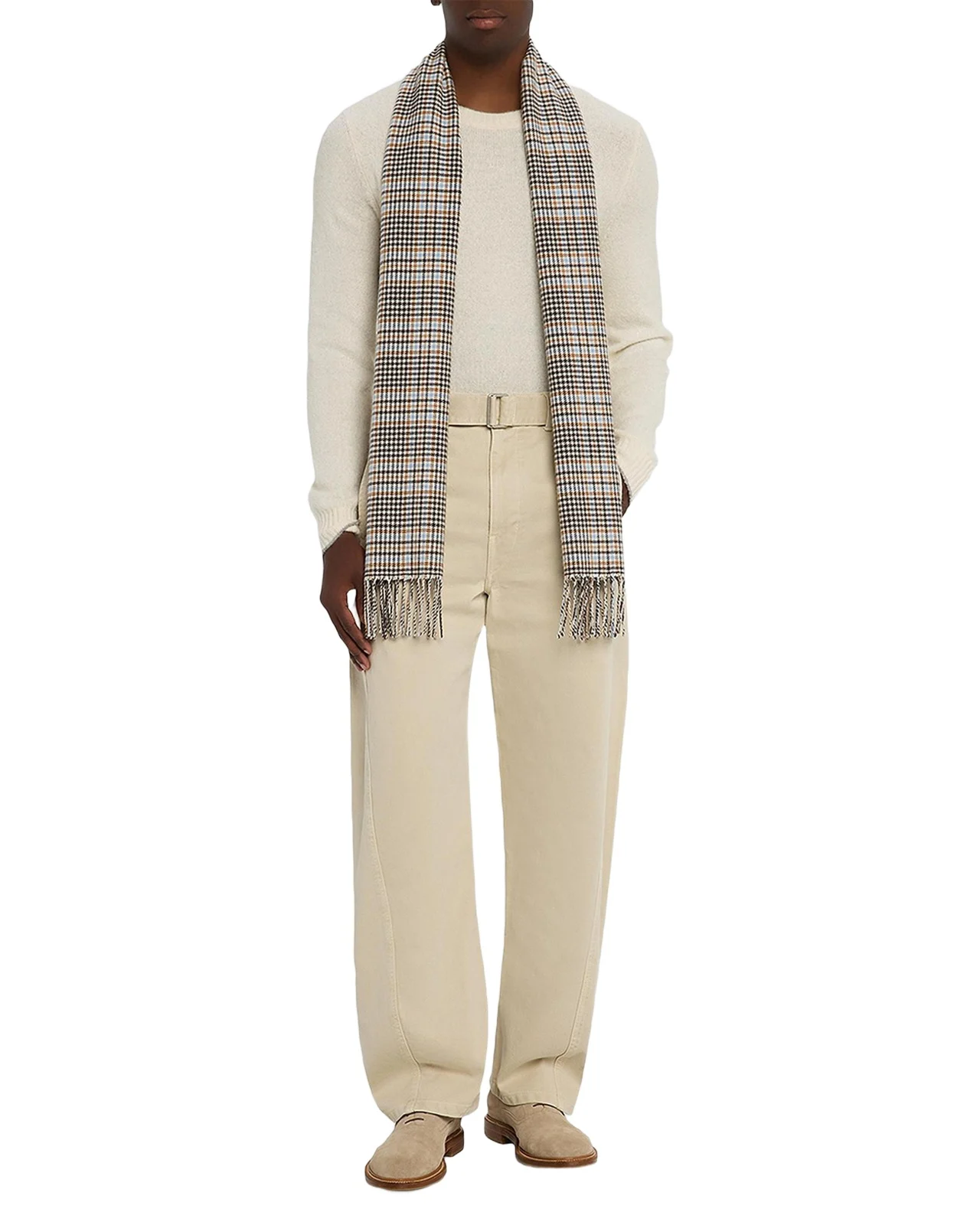 PIACENZA 1733 Men's Castle Houndstooth Plaid Wool Scarf