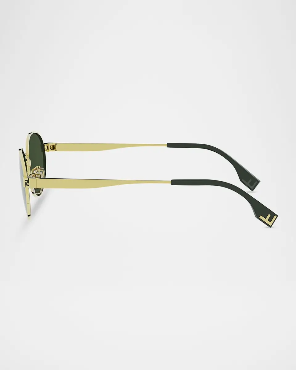 Fendi Men's Sky Gold-Tone Metal Round Sunglasses | Thumbnail 4 Fendi Men's Sky Gold-Tone Metal Round Sunglasses | Thumbnail 4