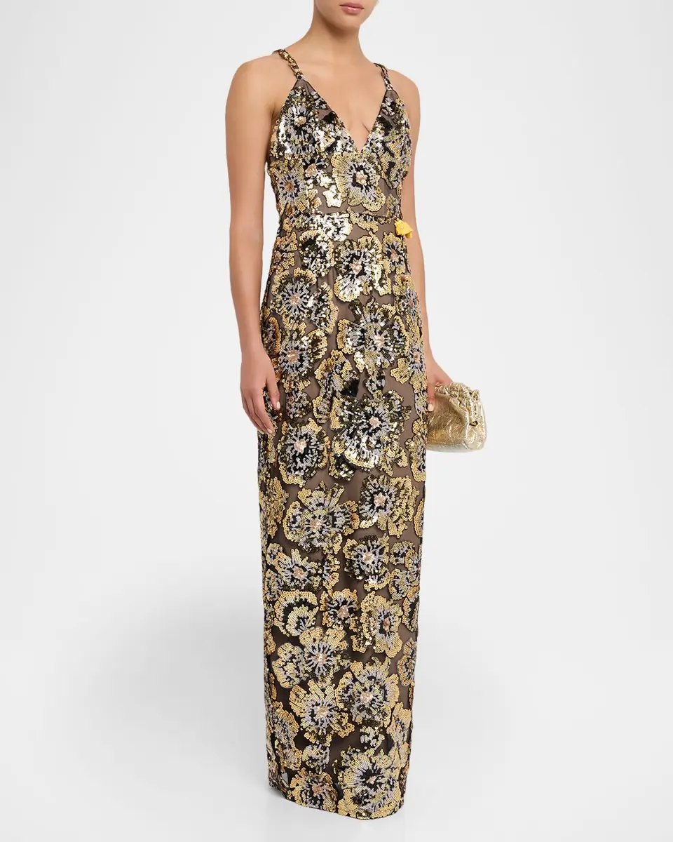 Bronx and Banco Allegra Sequined Sleeveless V-Neck Gown | Thumbnail 3