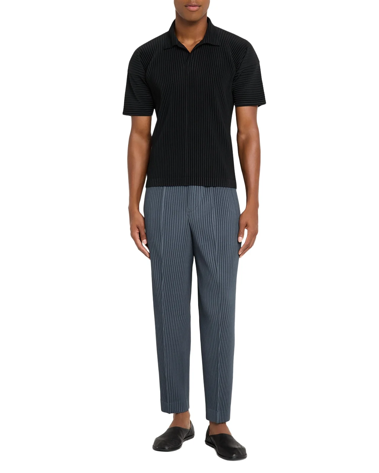 Homme Plissé Issey Miyake Men's Pleated Polyester Polo Shirt