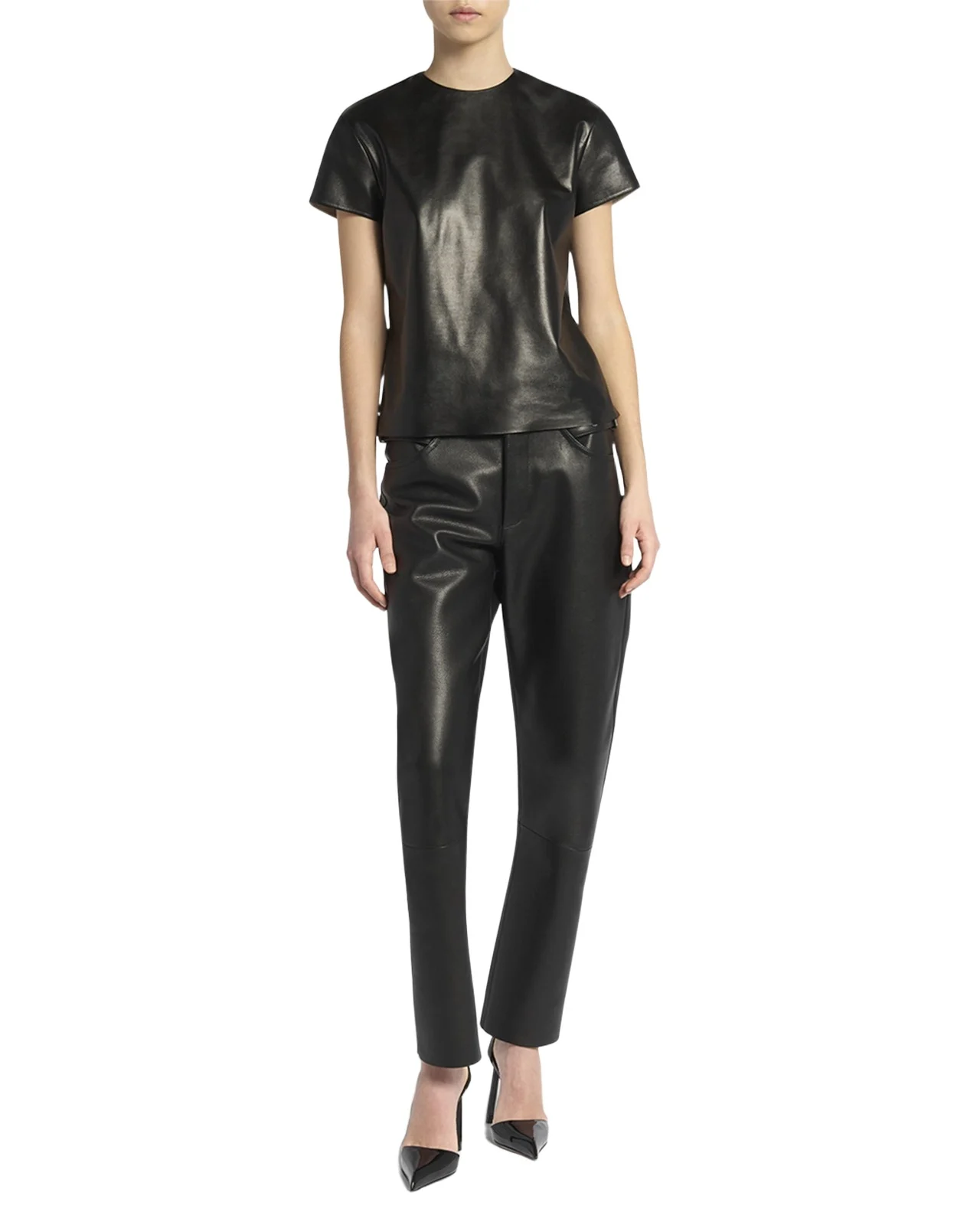 Tom Ford Leather Short-Sleeve Top