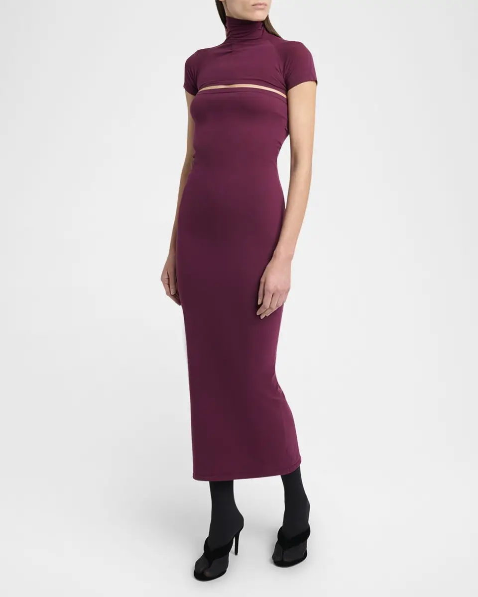 ALAÏA Second-Skin Knit Cutout Midi Dress | Thumbnail 3