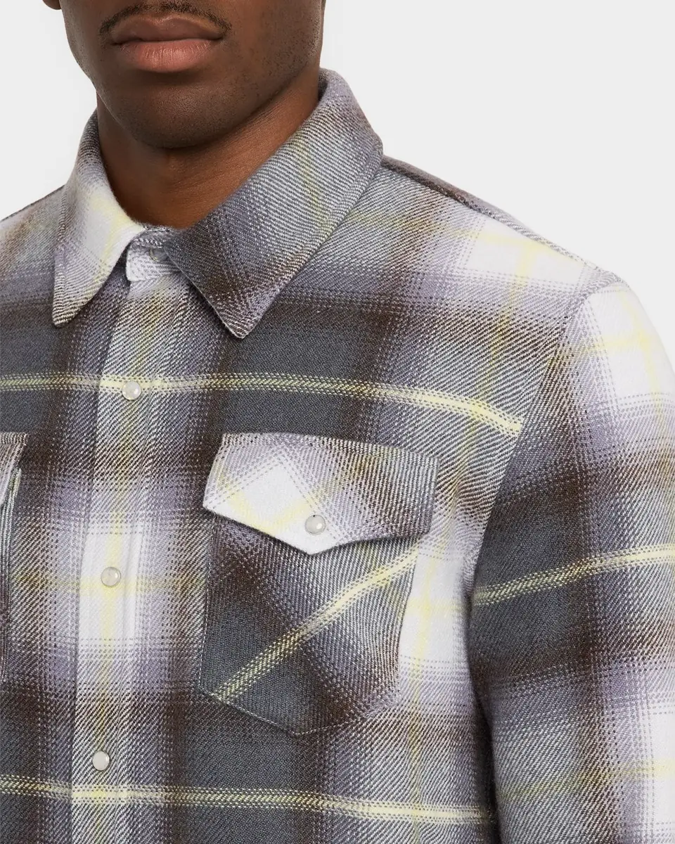 God’s True Cashmere Men's Cashmere Degrade Plaid Two-Pocket Button-Down Shirt | Thumbnail 4