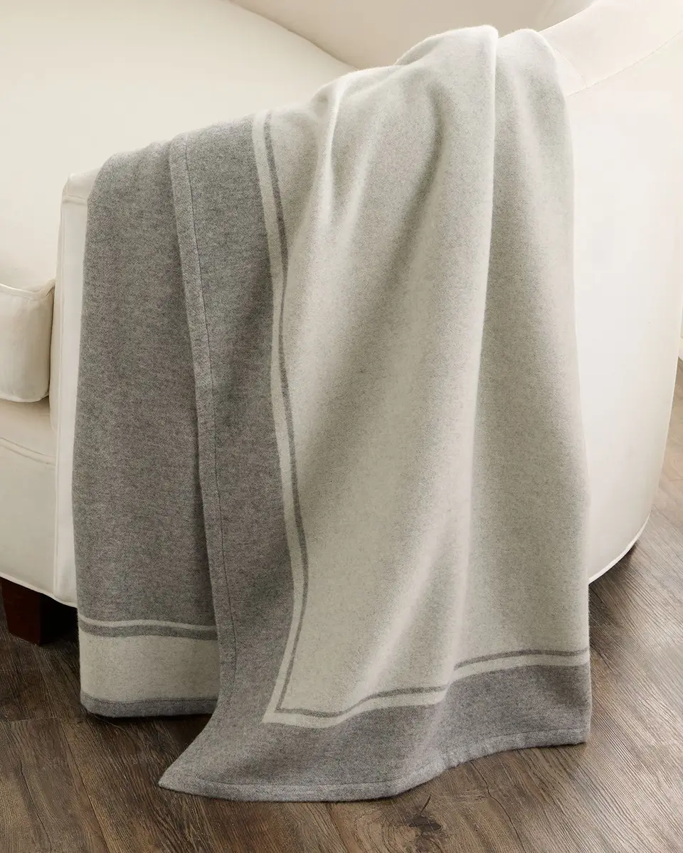 Sofia Cashmere Skyline Border Stripe Cashmere Throw, 56" x 72" | Thumbnail 2 Sofia Cashmere Skyline Border Stripe Cashmere Throw, 56" x 72" | Thumbnail 2
