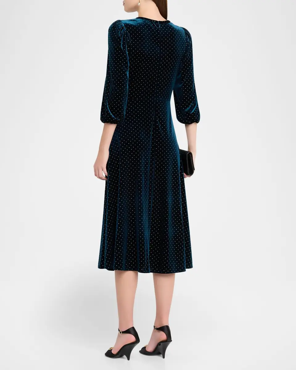 Shoshanna Luna Studded Velvet Midi Dress | Thumbnail 2 Shoshanna Luna Studded Velvet Midi Dress | Thumbnail 2