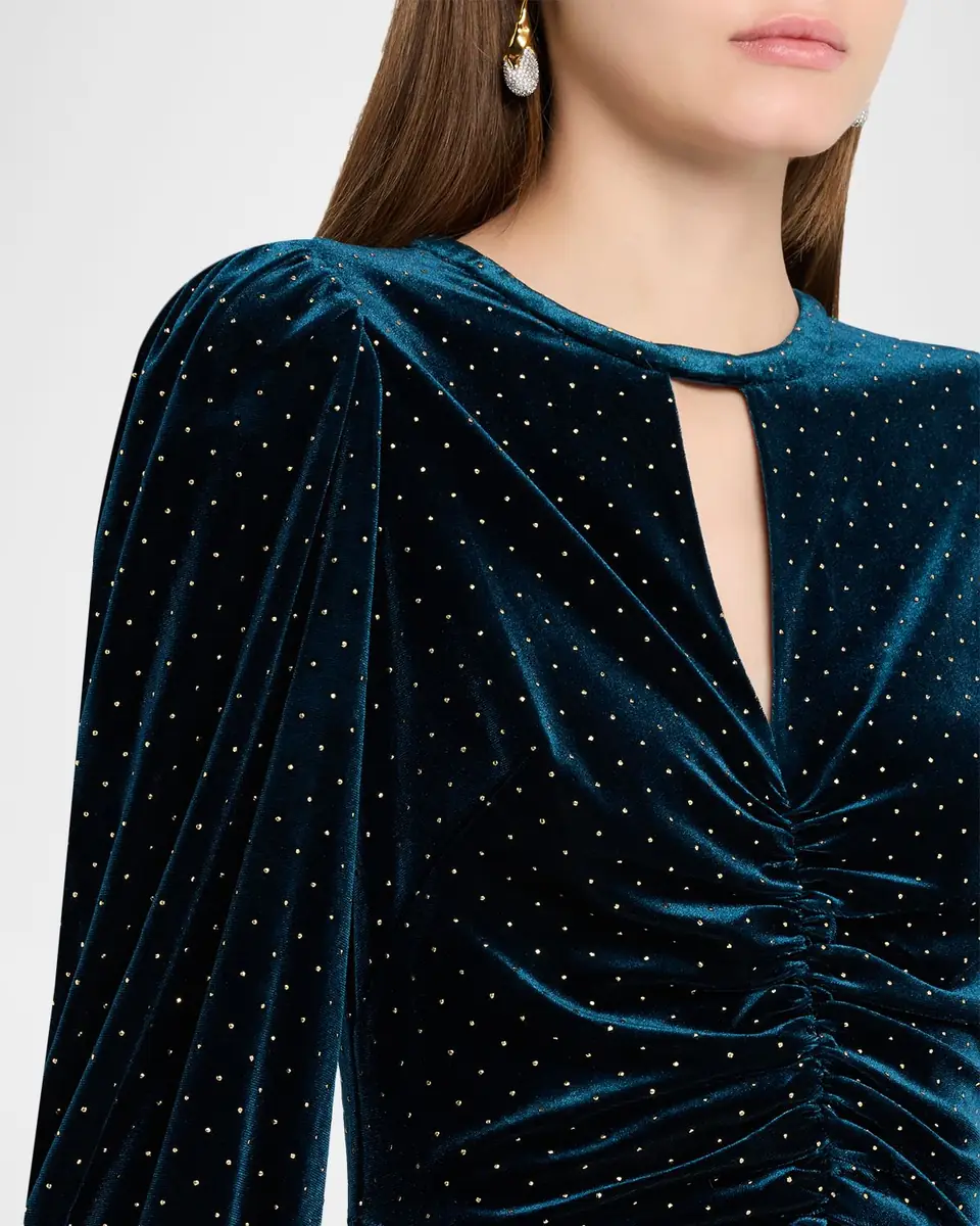 Shoshanna Luna Studded Velvet Midi Dress | Thumbnail 4 Shoshanna Luna Studded Velvet Midi Dress | Thumbnail 4