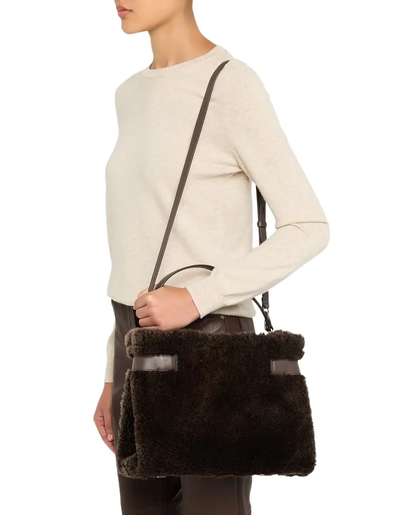 Brunello Cucinelli Shearling Top-Handle Bag | Image 1 Brunello Cucinelli Shearling Top-Handle Bag | Image 1