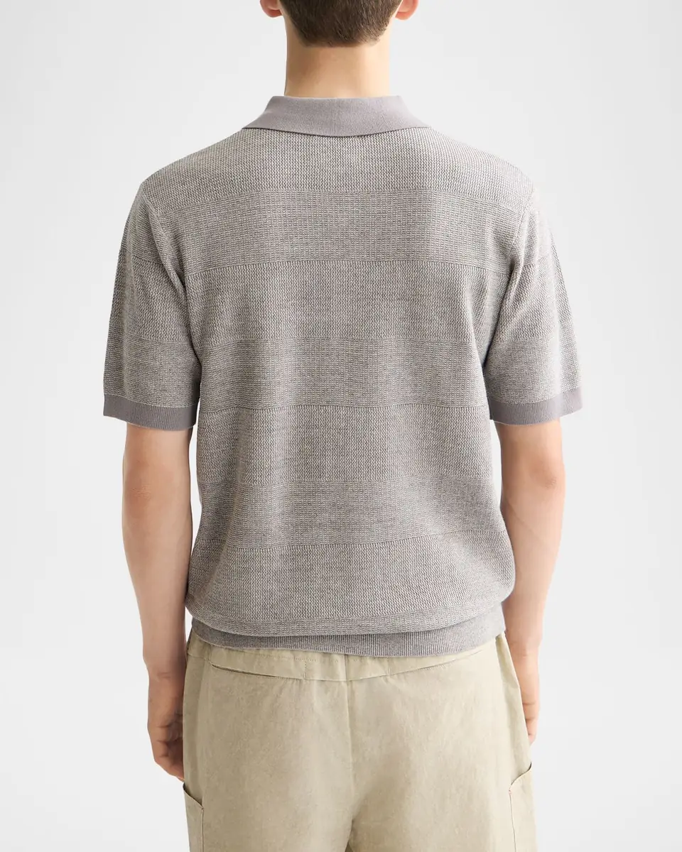 Scotch & Soda Men's Cotton Knit Tonal Stripe Classic-Fit Polo Shirt | Thumbnail 2 Scotch & Soda Men's Cotton Knit Tonal Stripe Classic-Fit Polo Shirt | Thumbnail 2