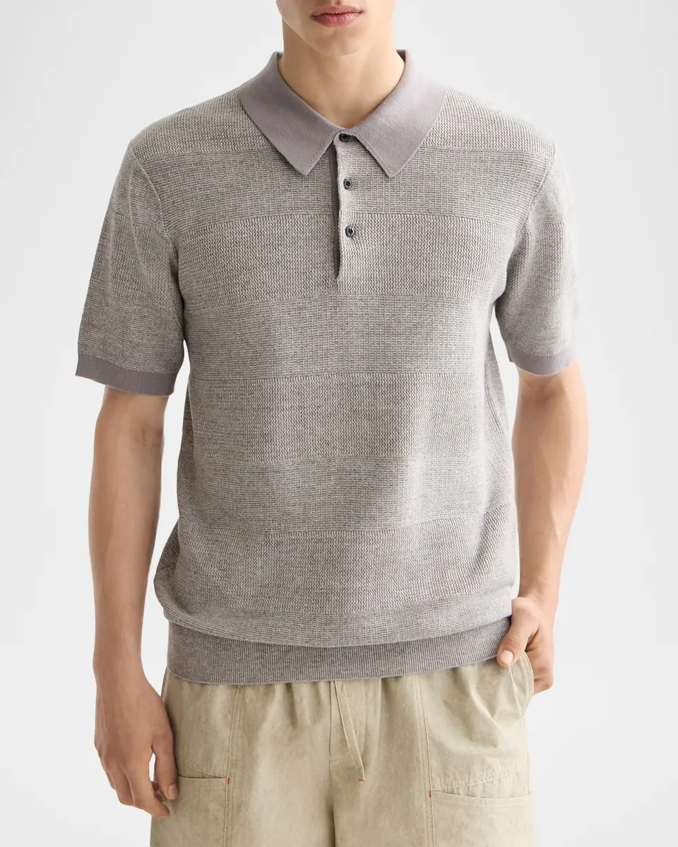 Scotch & Soda Men's Cotton Knit Tonal Stripe Classic-Fit Polo Shirt | Thumbnail 3 Scotch & Soda Men's Cotton Knit Tonal Stripe Classic-Fit Polo Shirt | Thumbnail 3