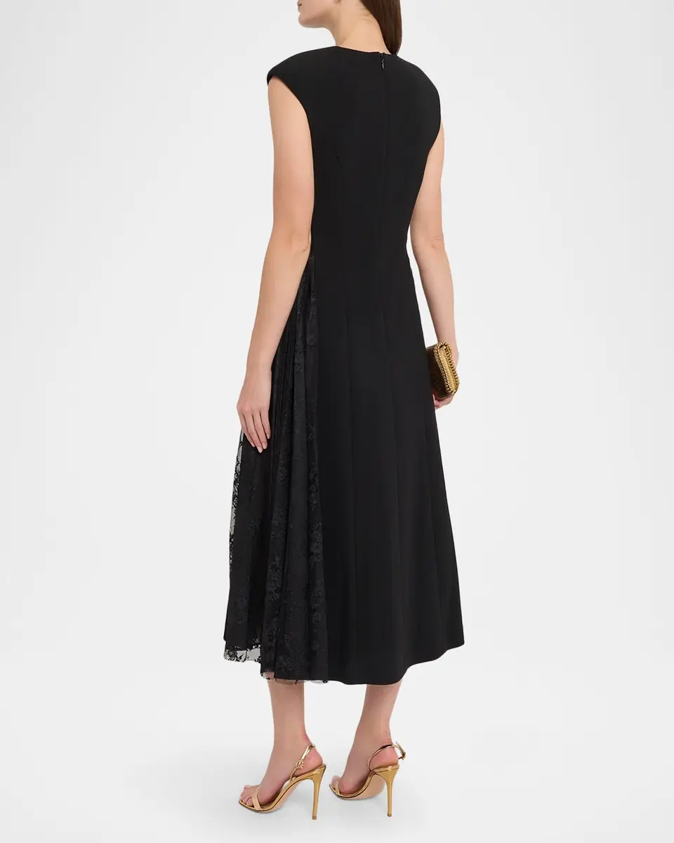 REBECCA VALLANCE Milena Sleeveless Lace-Inset Midi Dress | Thumbnail 3 REBECCA VALLANCE Milena Sleeveless Lace-Inset Midi Dress | Thumbnail 3