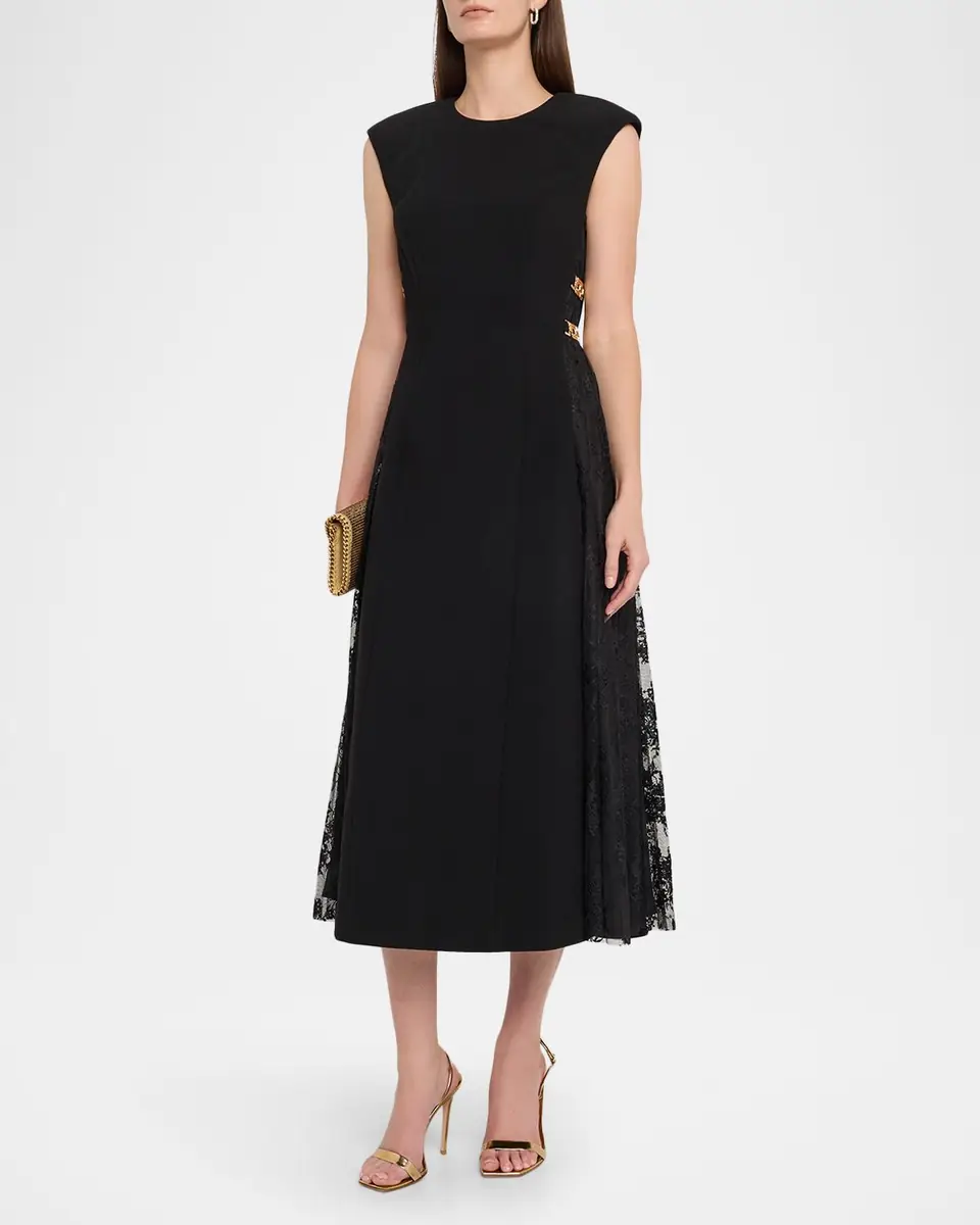 REBECCA VALLANCE Milena Sleeveless Lace-Inset Midi Dress | Thumbnail 4 REBECCA VALLANCE Milena Sleeveless Lace-Inset Midi Dress | Thumbnail 4