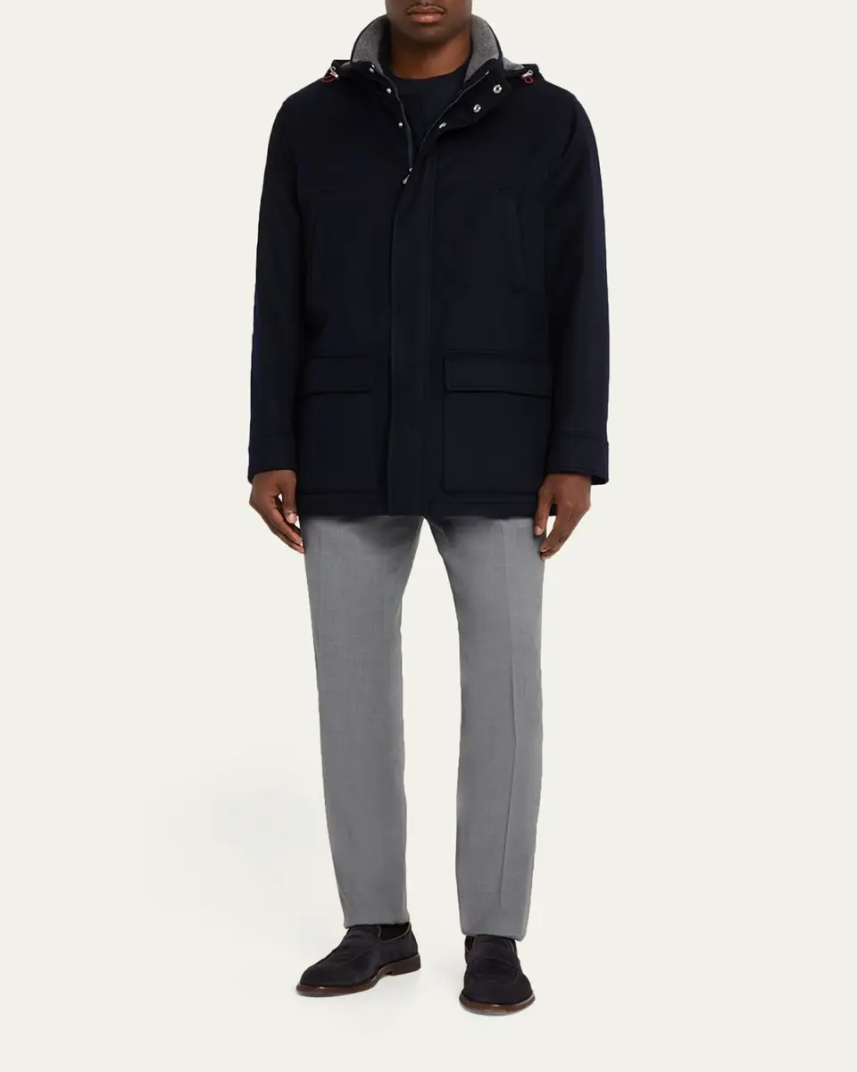 Brunello Cucinelli Men's Cashmere Hooded Coat | Thumbnail 2 Brunello Cucinelli Men's Cashmere Hooded Coat | Thumbnail 2