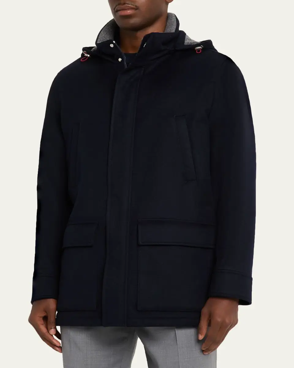 Brunello Cucinelli Men's Cashmere Hooded Coat | Thumbnail 4 Brunello Cucinelli Men's Cashmere Hooded Coat | Thumbnail 4