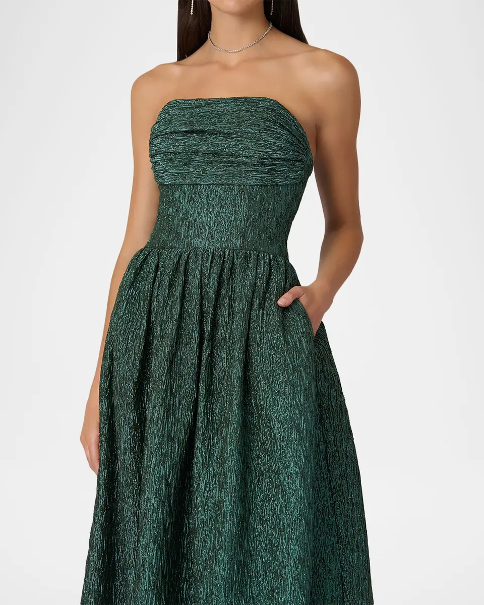 Shoshanna Lilla Strapless Metallic Jacquard Maxi Dress | Thumbnail 3