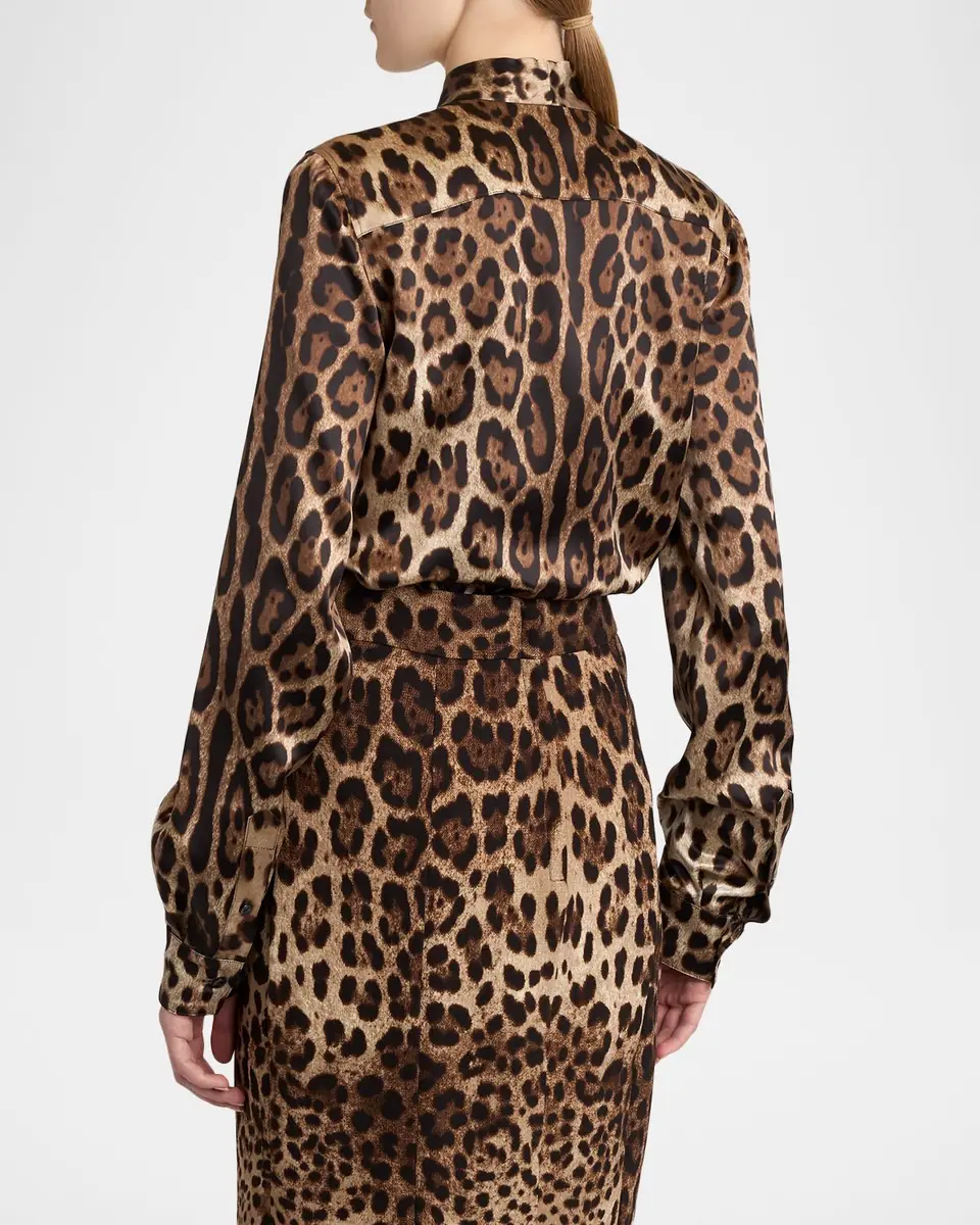 Dolce & Gabbana Neck-Tie Leopard-Print Silk Shirt | Thumbnail 3 Dolce & Gabbana Neck-Tie Leopard-Print Silk Shirt | Thumbnail 3