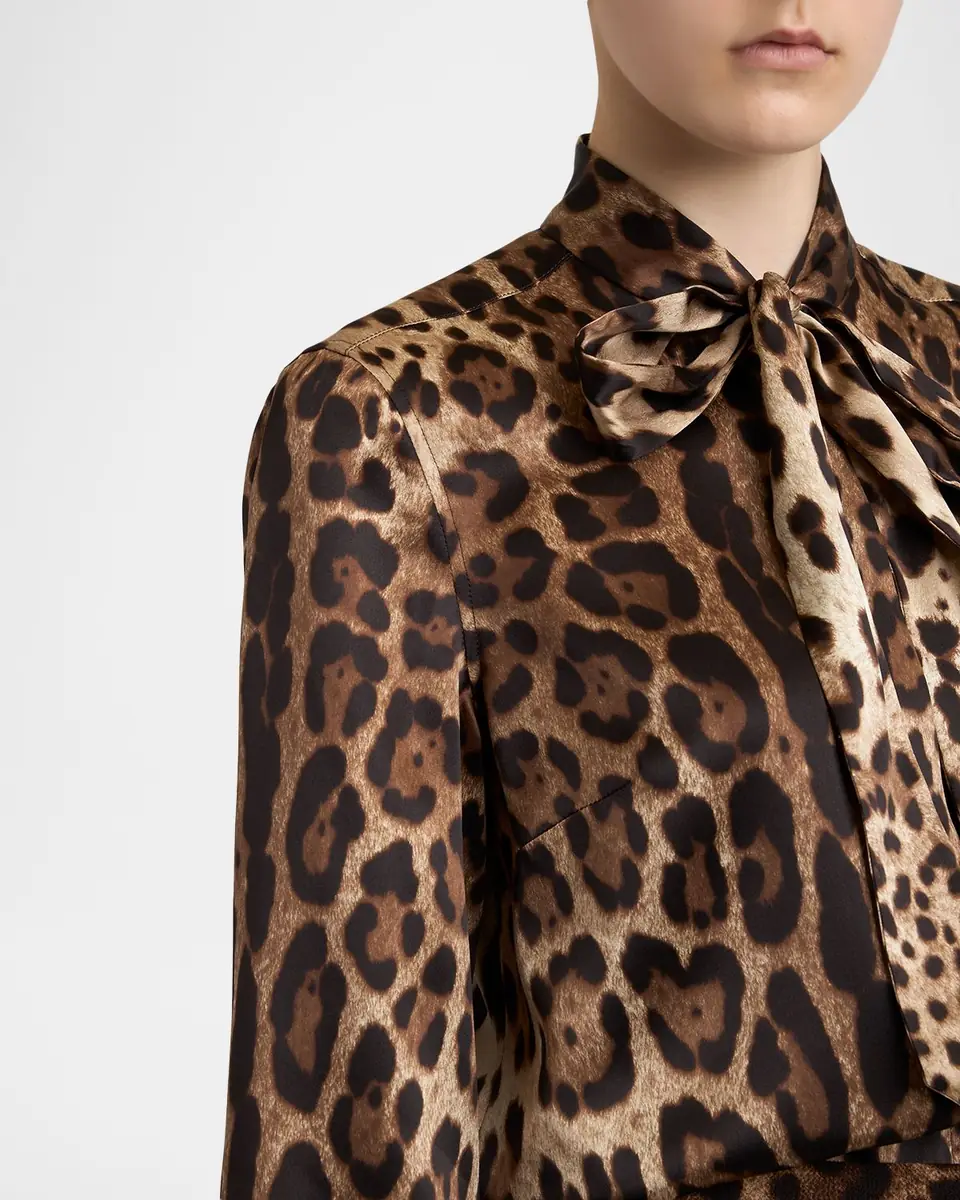 Dolce & Gabbana Neck-Tie Leopard-Print Silk Shirt | Thumbnail 5 Dolce & Gabbana Neck-Tie Leopard-Print Silk Shirt | Thumbnail 5
