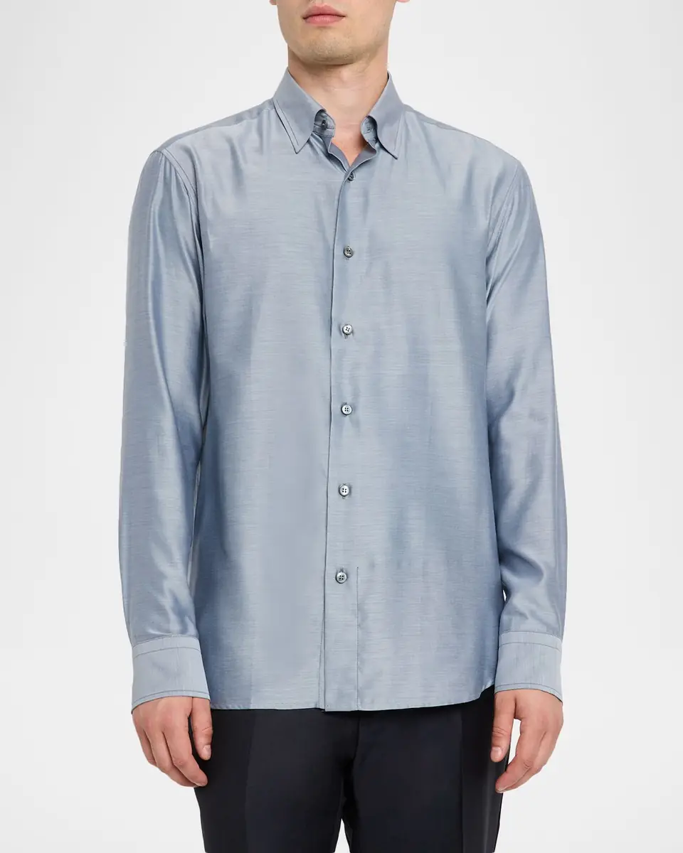 Brioni Men's Cotton Twill Classic-Fit Sport Shirt | Thumbnail 3 Brioni Men's Cotton Twill Classic-Fit Sport Shirt | Thumbnail 3
