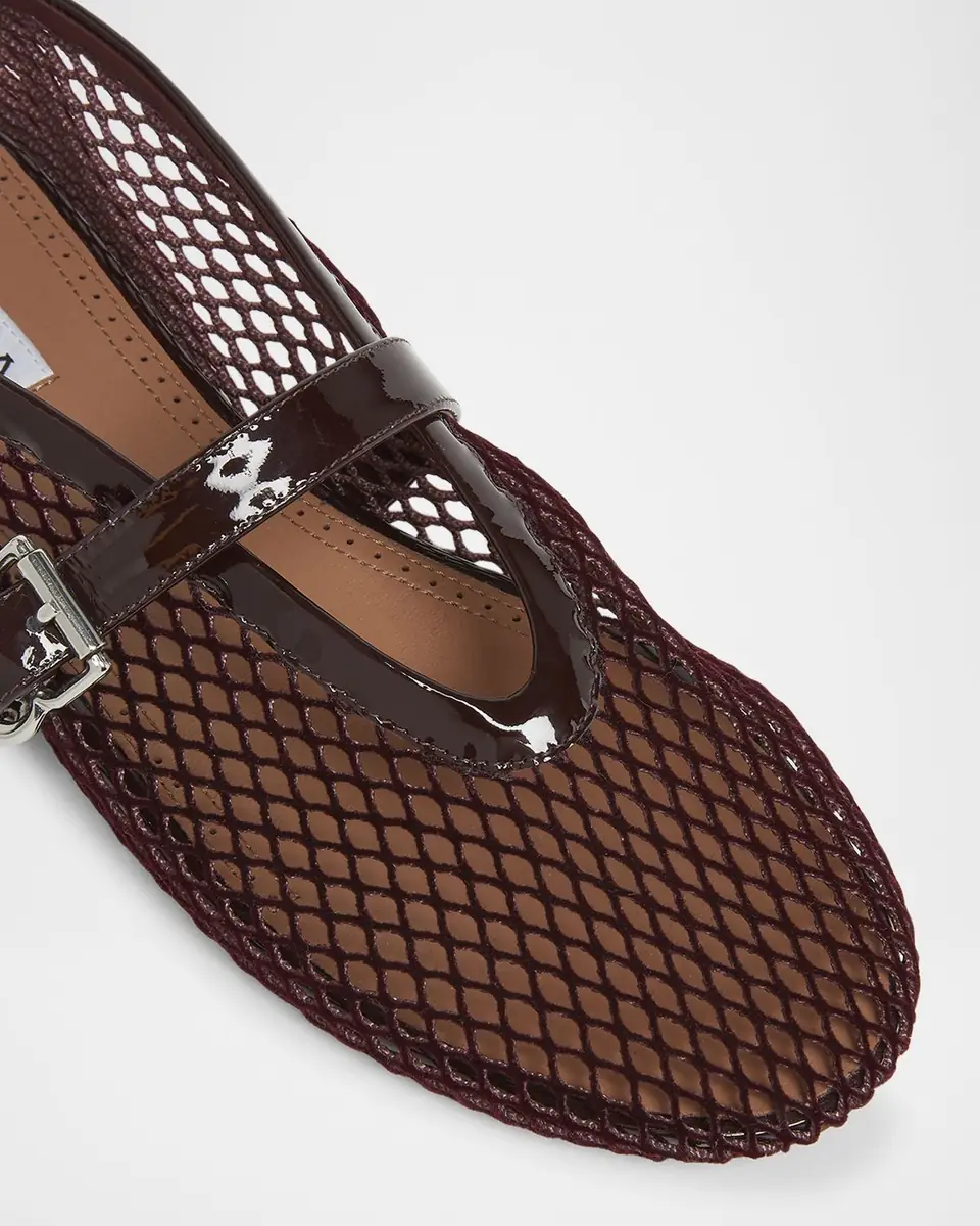 Alaïa Velvet Fishnet Mary Jane Ballerina Flats | Thumbnail 3 Alaïa Velvet Fishnet Mary Jane Ballerina Flats | Thumbnail 3
