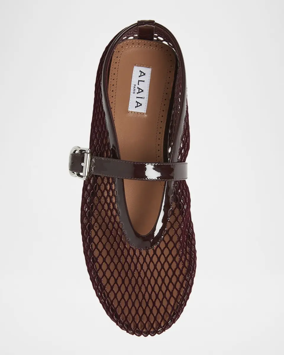Alaïa Velvet Fishnet Mary Jane Ballerina Flats | Thumbnail 4 Alaïa Velvet Fishnet Mary Jane Ballerina Flats | Thumbnail 4
