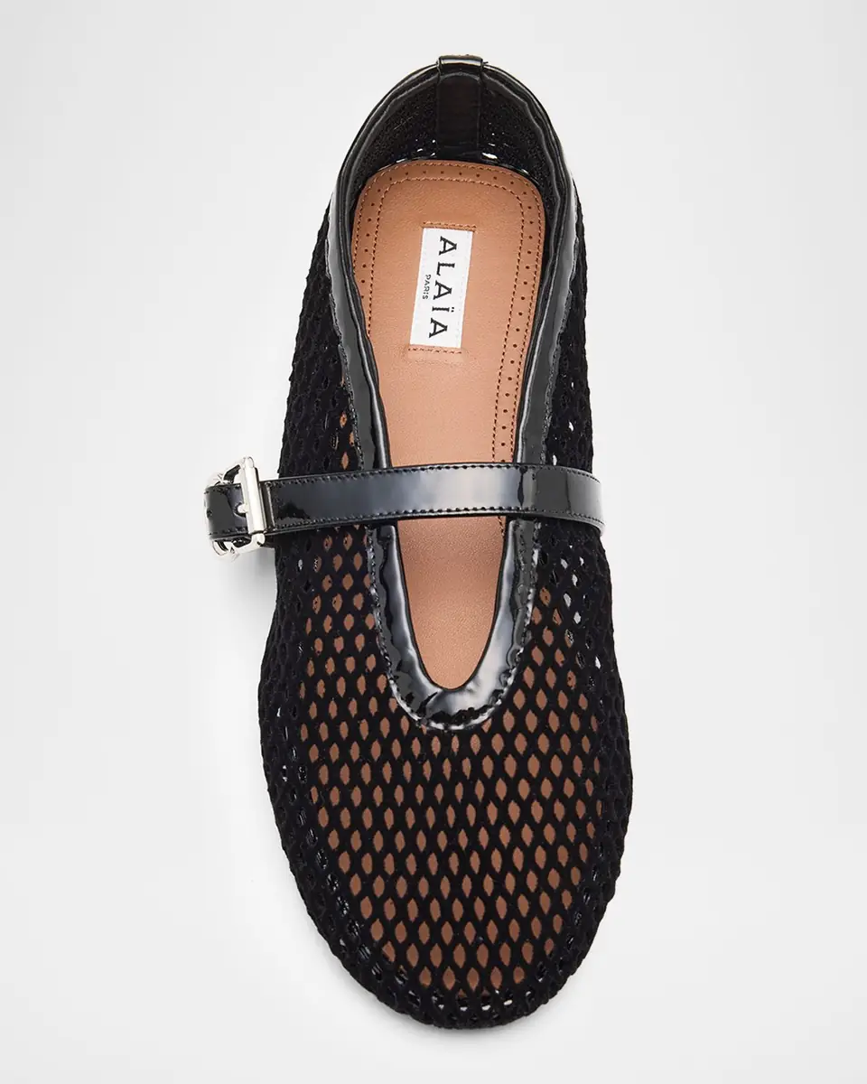 Alaïa Velvet Fishnet Mary Jane Ballerina Flats | Thumbnail 7 Alaïa Velvet Fishnet Mary Jane Ballerina Flats | Thumbnail 7