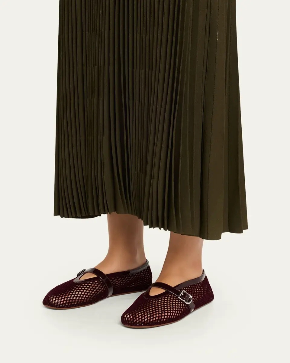 Alaïa Velvet Fishnet Mary Jane Ballerina Flats | Thumbnail 9 Alaïa Velvet Fishnet Mary Jane Ballerina Flats | Thumbnail 9
