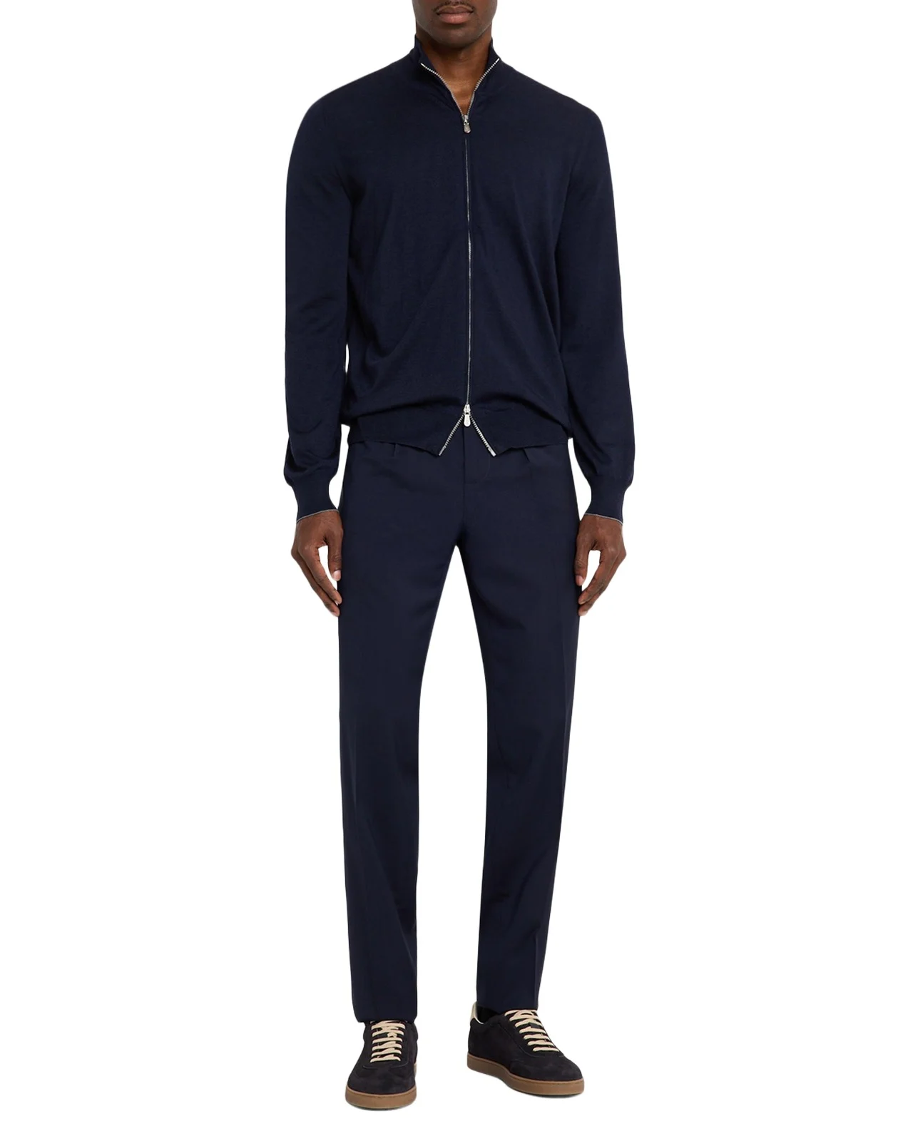 Brunello Cucinelli Men's Virgin Wool Sharkskin Pleated Trousers